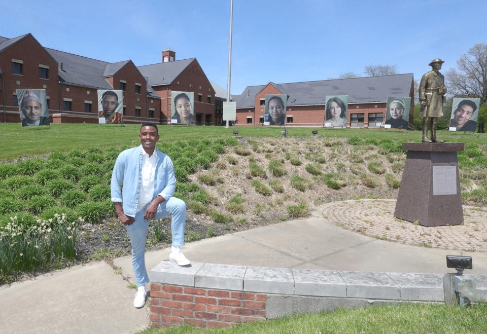 Eka Amani is part of the “We the People” exhibit in front of Stow City Hall.