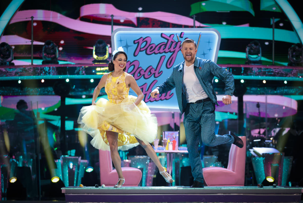 Adam Peaty performed the Jive with partner Katya Jones in the dance-off. (BBC)