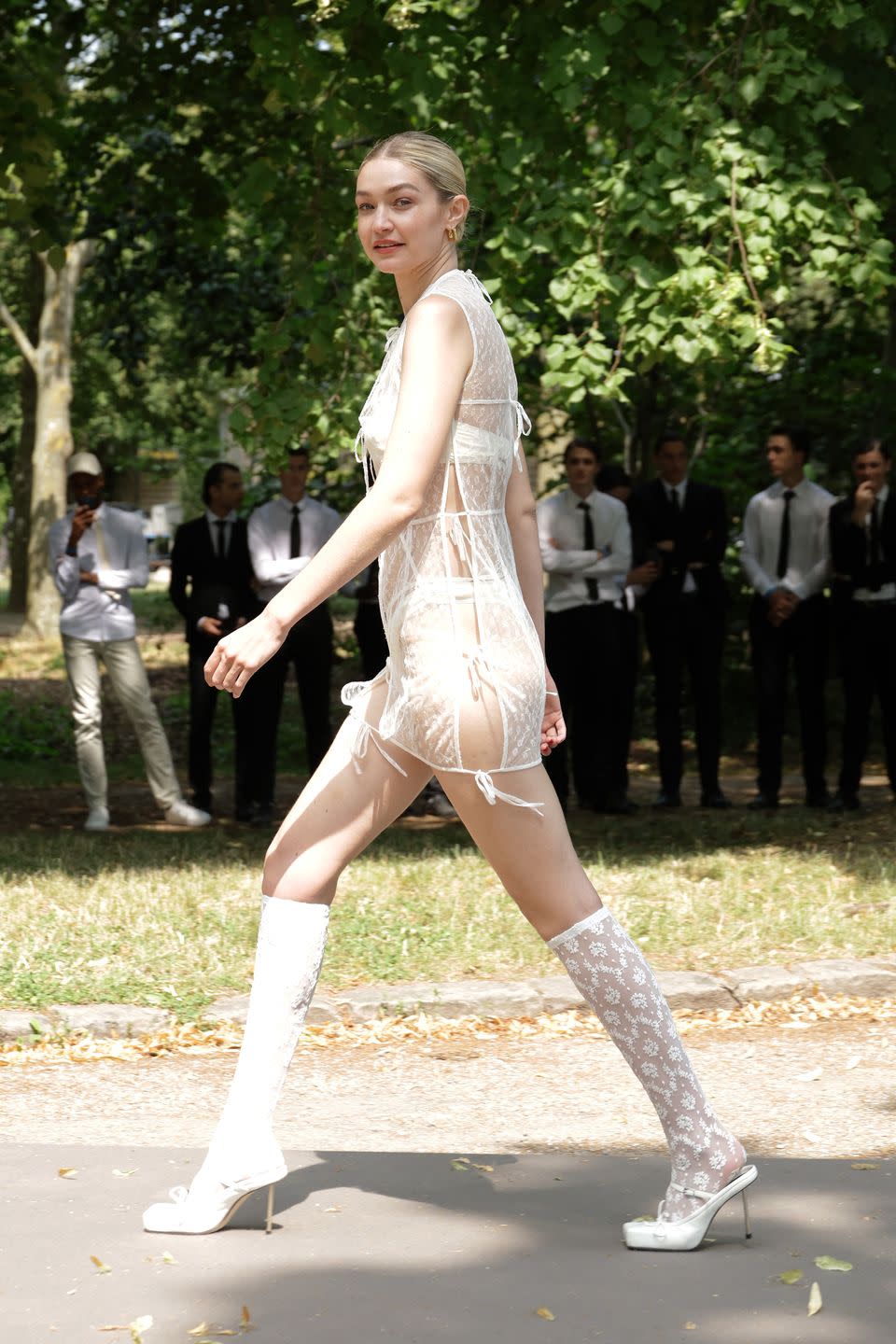 gigi hadid walking in jacquemus' show