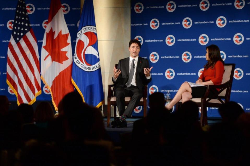 Prime Minister Justin Trudeau takes part in a question and answer session at the United States Chamber of Commerce in Washington, D.C., on Thursday, March 31, 2016. THE CANADIAN PRESS/Sean Kilpatrick