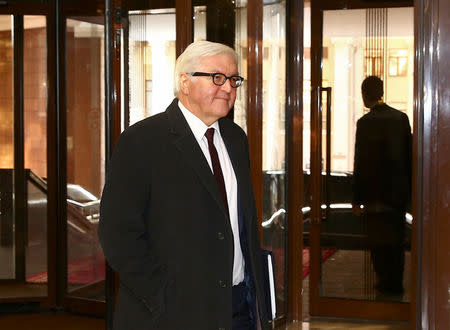 German Foreign Minister Frank-Walter Steinmeier arrives for talks on the crisis in eastern Ukraine in Minsk, Belarus, November 29, 2016. REUTERS/Vasily Fedosenko