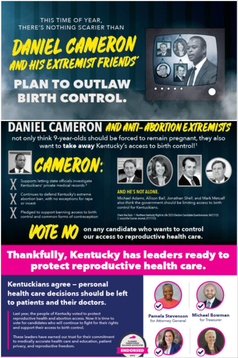 A mailer from Planned Parenthood Action Kentucky PAC