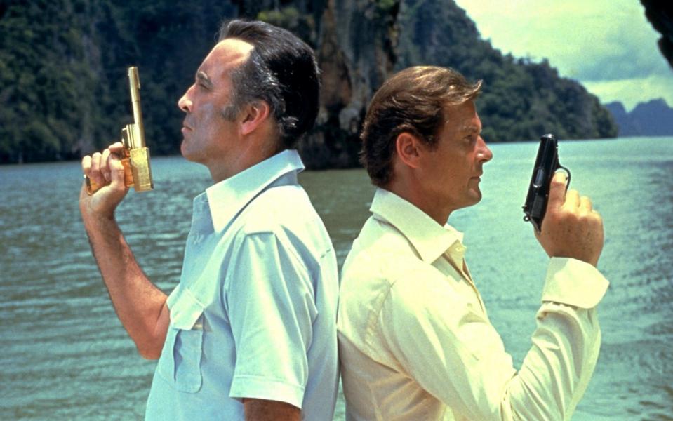 With Christopher Lee in The Man With The Golden Gun - Credit:  Everett Collection / Rex Feature