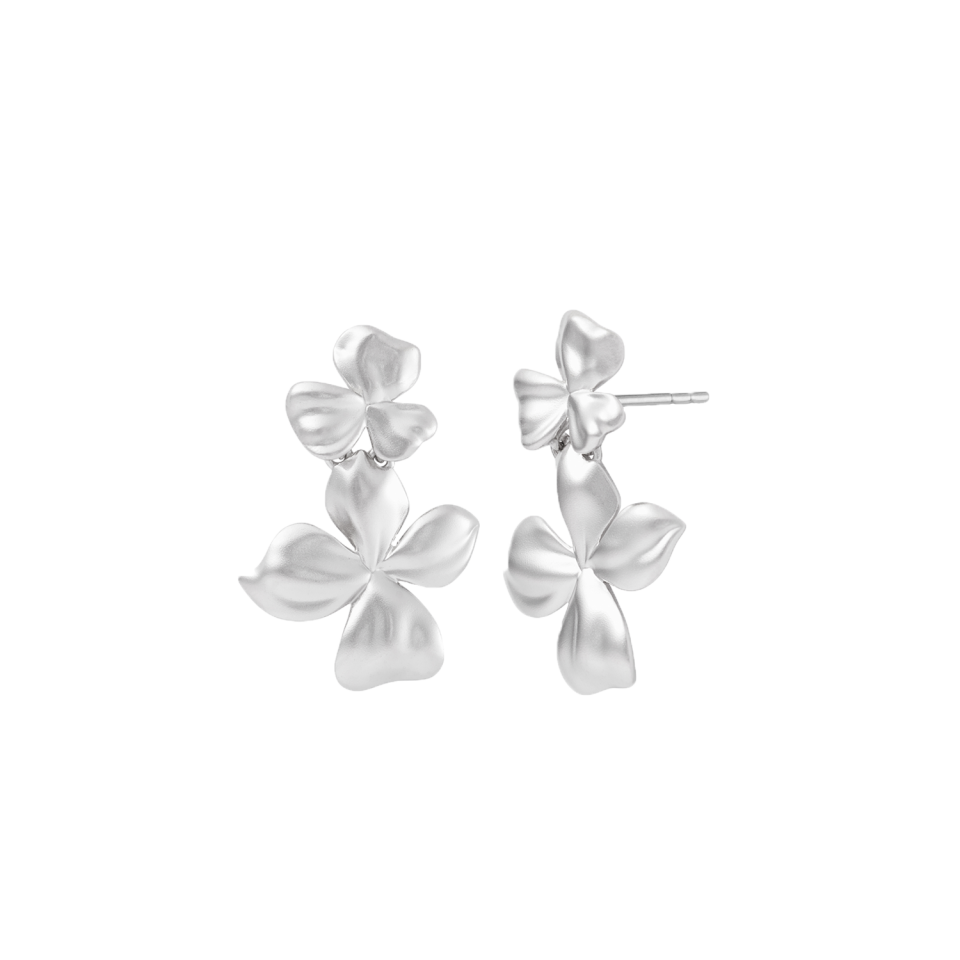 10) Petal Drop Earrings Silver - $75