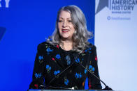 Anthea Hartig, the Elizabeth MacMillan Director, National Museum of American History, speaks at an even for first lady Jill Biden to present her 2021 inaugural ensembles to the Smithsonian's National Museum of American History, Wednesday, Jan. 25, 2023, in Washington. (AP Photo/Alex Brandon)