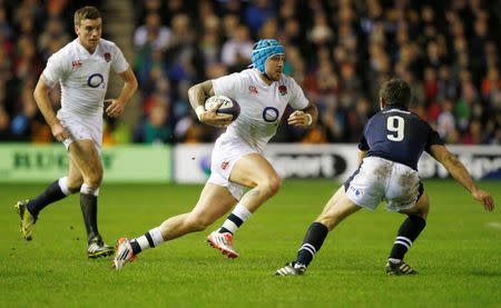 Rugby Union - Scotland v England - RBS Six Nations Championship 2016 - Murrayfield Stadium, Edinburgh, Scotland - 6/2/16 England’s Jack Nowell and Scotland’s Greig Laidlaw Reuters / Russell Cheyne Livepic