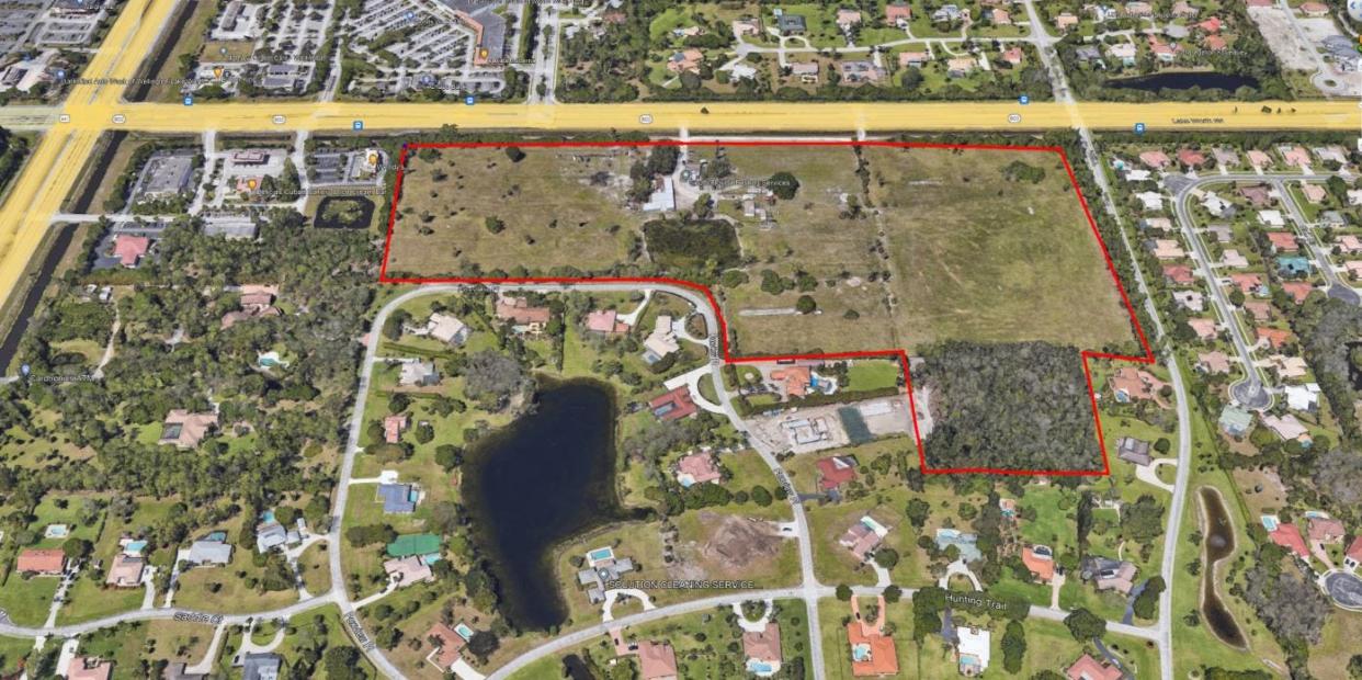 PulteGroup paid $22 million for about 36.5 acres of land denoted in red on Lake Worth Road and south of State Road 7 to build it's new 108-home Antica development.