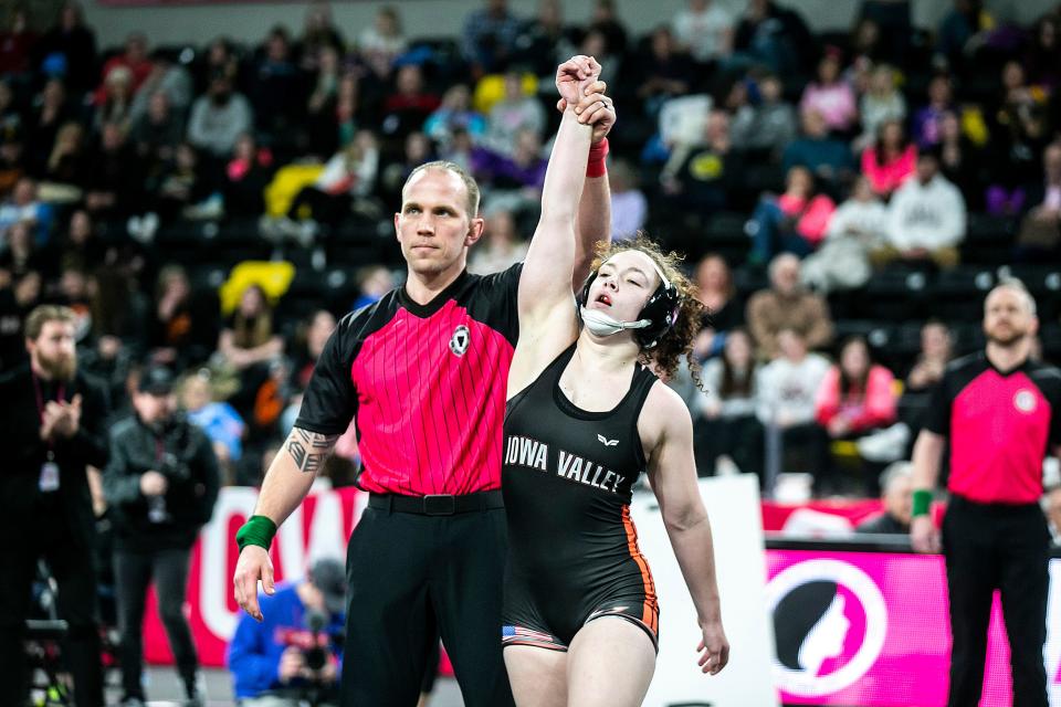 Iowa Valley's Emma Peach has yet to lose a HS wrestling match.