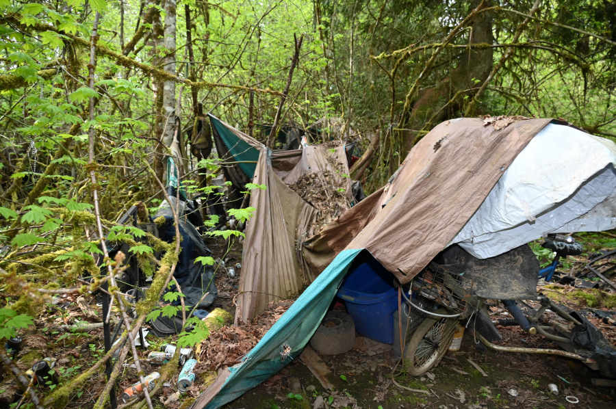 Human remains that were partially decomposed were discovered at a Clark County homeless camp, officials said. April 24, 2024 (courtesy Clark County Sheriff's Office).