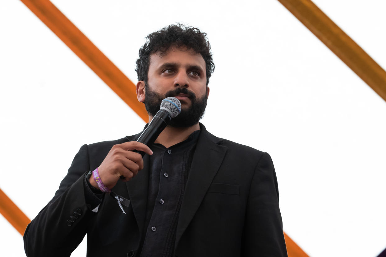 SOUTHWOLD, ENGLAND - JULY 19: Nish Kumar performs on the comedy stage during Latitude Festival 2019 at Henham Park on July 19, 2019 in Southwold, England. (Photo by Carla Speight/Getty Images)