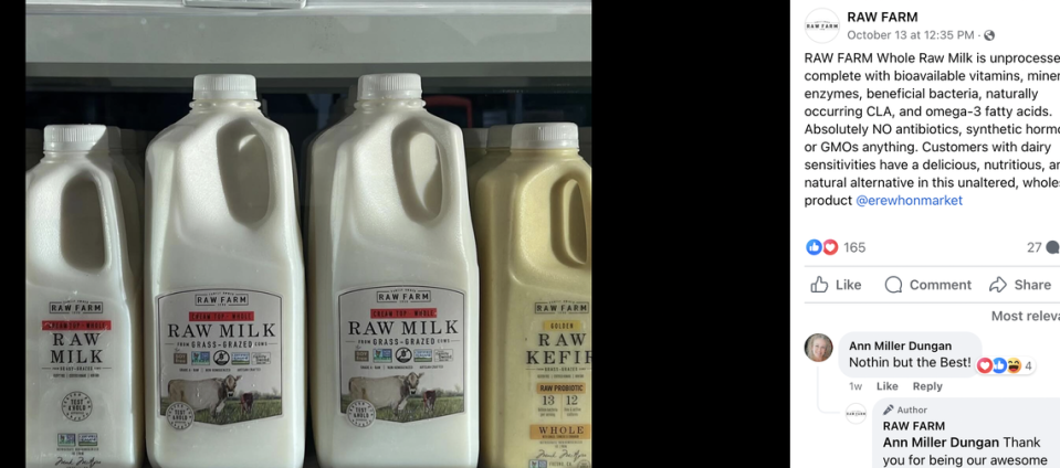Fresno County Department of Public Health advises public to discard Raw Farm LLC raw milk products immediately after salmonella cases in San Diego and Orange counties.