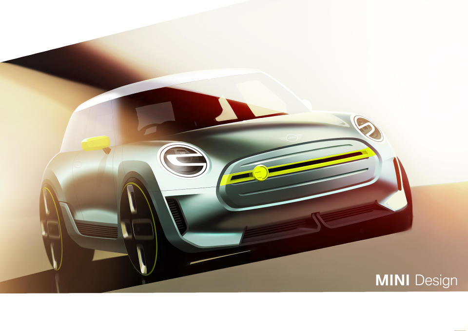 One of the early design sketches for the new electric Mini (BMW)