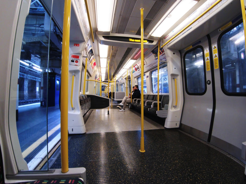 Inside a London tube train