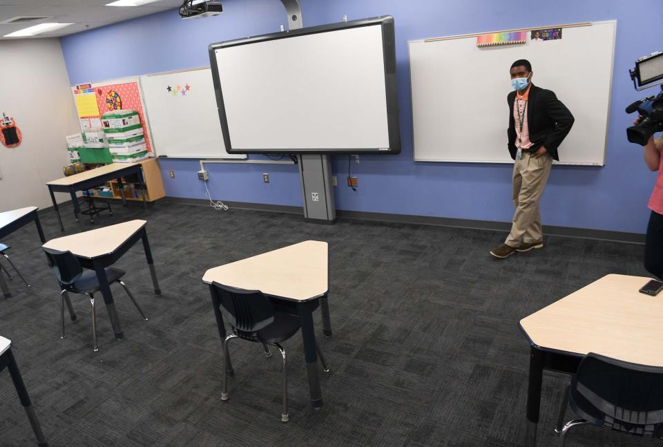 An elementary school classroom on July 20, 2020, in Greenville, South Carolina.