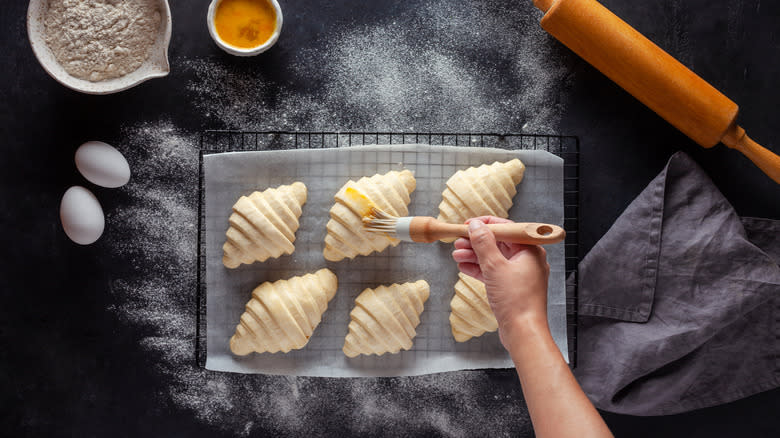 using egg wash on croissants