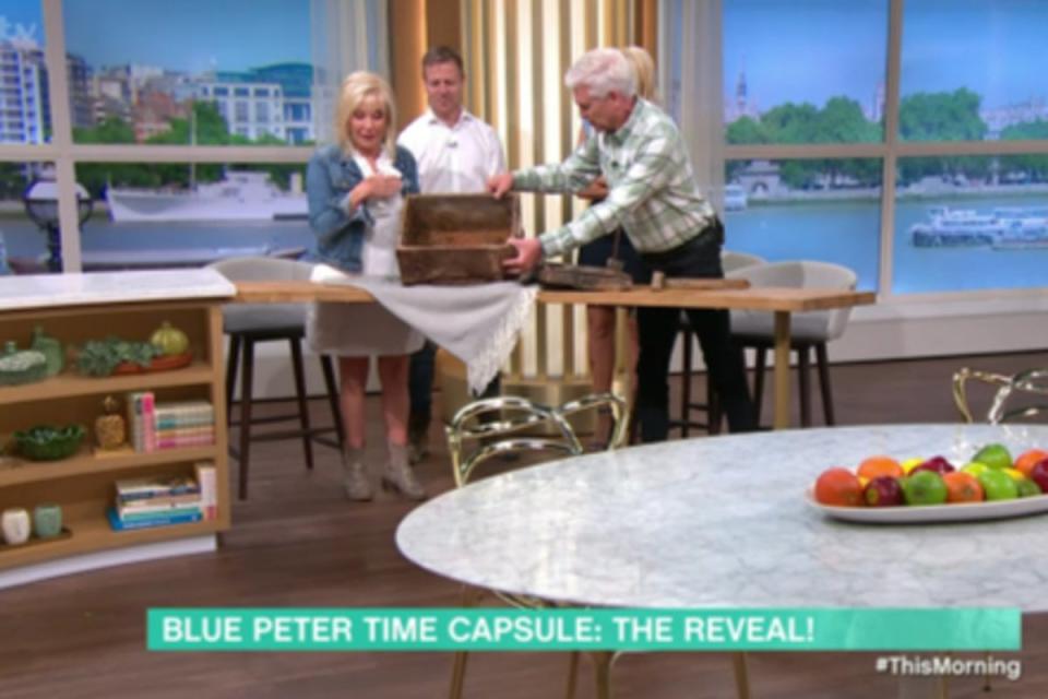 The presenters were left horrified after opening the capsule to find the contents had been ruined   (ITV)