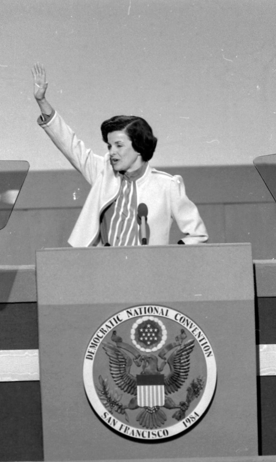 Mayor Dianne Feinstein at the 1984 Democratic National Convention held at Moscone Center in San Francisco.