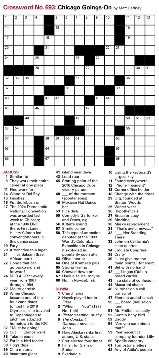 Crossword puzzle for April 16, 2023