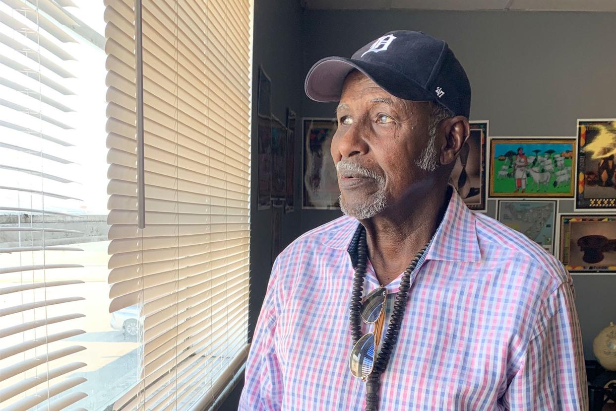 Mahdi Jama, the father of crash victim Naimo Mahdi Abdirahman at the Somali Community Association of Ohio in North Linden in April 2023.