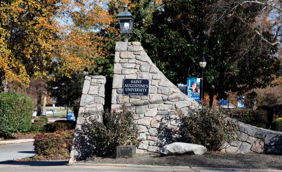 An entrance to St. Augustine’s University on Oakwood Ave. in Raleigh, N.C., photographed Tuesday, Dec. 5, 2023.