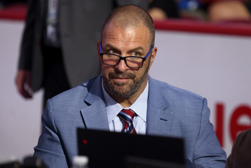 MONTREAL, QUEBEC - JULY 08: Bill Zito of the Florida Panthers looks on during Round Four of the 2022 Upper Deck NHL Draft at Bell Centre on July 08, 2022 in Montreal, Quebec, Canada. (Photo by Bruce Bennett/Getty Images)