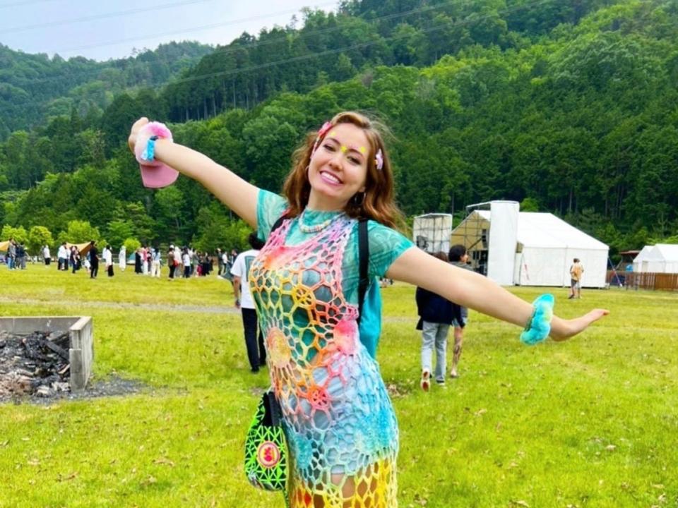 Girl in colorful clothes and makeup