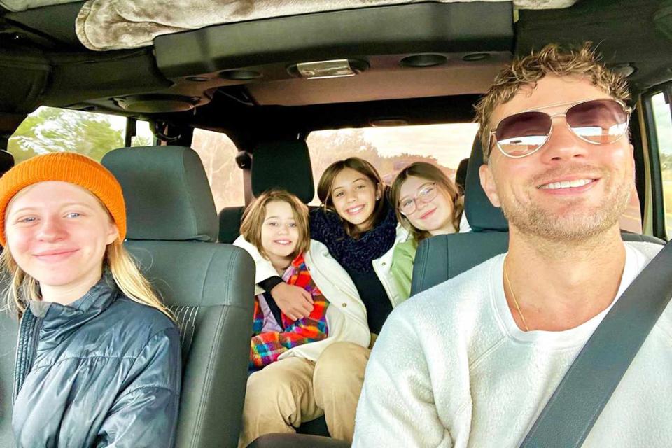 <p>Ryan Phillippe/Instagram</p> Ryan Phillippe smiles with daughter Kai (middle) and her three friends on Thanksgiving. 