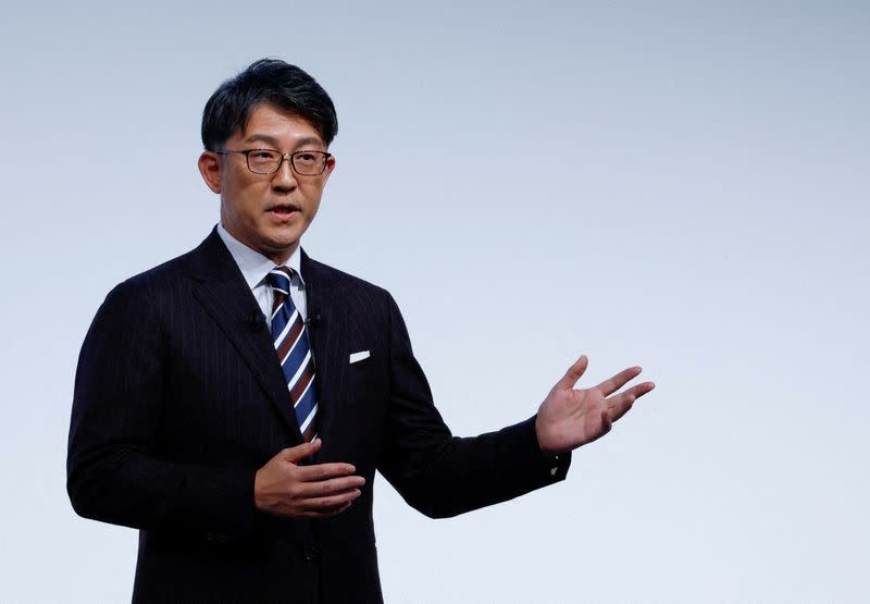 FILE PHOTO: Toyota Motor Corp. incoming President and Chief Executive Koji Sato attends a news conference in Tokyo