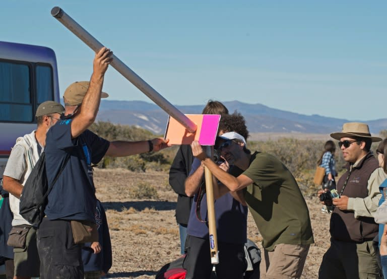 People prepare to see an annular solar eclipse, at the Estancia El Muster, south of Buenos Aires, Argentina, on February 26, 2017