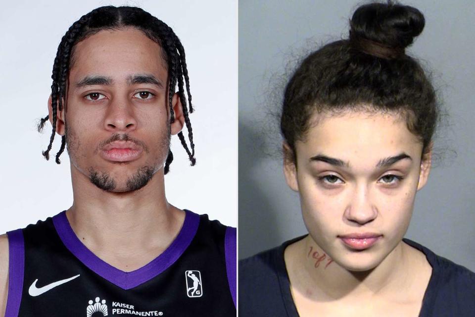 <p>Rocky Widner/NBAE via Getty; Las Vegas Metro Police Department</p> Chance Comanche, left, and Sakari Harnden