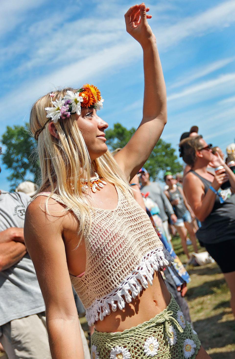 Lilly O'Sullivan, of Marshfield, dances at the Levitate Music and Arts Festival on Friday, July 8, 2022.