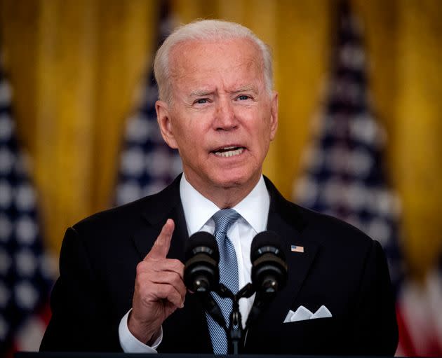 President Joe Biden delivers remarks on the situation in Afghanistan in the East Room of the White House. (Photo: The Washington Post via Getty Images)