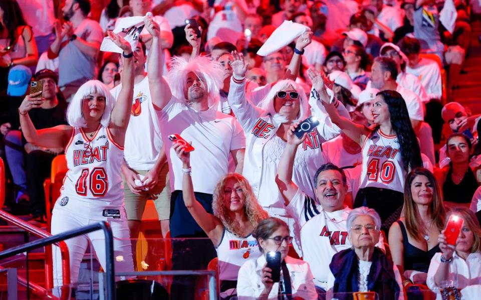 Miami Heat fans show their support during the game against the Boston Celtics in Game 6 of the Eastern Conference finals at the Kaseya Center in Miami on Saturday, May 27, 2023. Al Diaz/adiaz@miamiherald.com