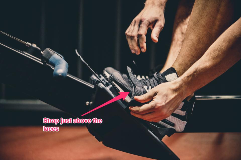 rowing machine foot strap placement