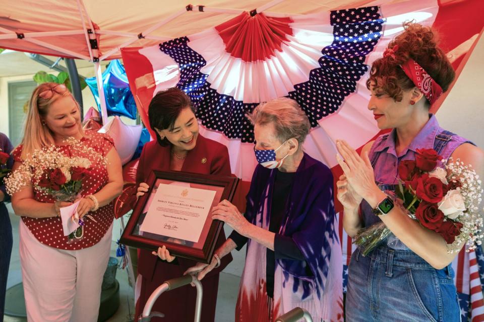 Shirley Virginia Bellemeur receives an award