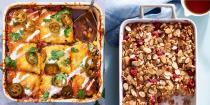 <p>When you think of casseroles, you probably think of creamy, heavy, and decadent dishes you indulge in during the holiday seasons. But are all casseroles doomed to be unhealthy? Here we share the best healthy casserole recipes so you can benefit from bulk cooking and get your family fed fast. </p><p>Casseroles are great for families, larger events, meal prep, freezing food for after vacation, and anyone who wants to make a large batch meal in one pan, and luckily, there’s always space in your diet for a healthy casserole. “Casseroles can absolutely be a healthy meal option for families, and in my opinion, they are a must for busy families,” says <a href="https://jessicalevinson.com/" rel="nofollow noopener" target="_blank" data-ylk="slk:Jessica Levinson, M.S., R.D.N., C.D.N.;elm:context_link;itc:0;sec:content-canvas" class="link ">Jessica Levinson, M.S., R.D.N., C.D.N.</a>, a culinary nutrition expert in Westchester, New York. </p><p>“All food fits,” agrees <a href="https://chefjulierd.com/" rel="nofollow noopener" target="_blank" data-ylk="slk:Julie Lopez, R.D.;elm:context_link;itc:0;sec:content-canvas" class="link ">Julie Lopez, R.D.</a>, chef, culinary nutrition consultant, and co-author of <a href="https://www.amazon.com/dp/1641526904/?tag=syn-yahoo-20&ascsubtag=%5Bartid%7C2141.g.41503551%5Bsrc%7Cyahoo-us" rel="nofollow noopener" target="_blank" data-ylk="slk:Healing Soup Cookbook;elm:context_link;itc:0;sec:content-canvas" class="link "><em>Healing Soup Cookbook</em></a>. “It’s all about balance.” <br></p><p>She says even though many casseroles are classically calorie-dense and use ingredients like cheese and cream sauces, it’s important to think about your meal as a whole instead of dish-by-dish. When planning your meal, create balance by pairing heavier casseroles with a salad or lean protein, Lopez suggests. Focus on creating a plate that incorporates protein, healthy fats, fiber, and carbohydrates, she adds. </p><p>Plus, Lopez encourages making your own sauce or diluting pre-packed ones to cut down on some of the sodium and fat that often come along with these dishes. Levinson adds you can try fitting in extra veggies, herbs, and spices where you can when making a casserole. For example, she’ll often add puréed cauliflower or butternut squash to cheese or cream mixtures. </p><p>“It’s a great way to boost the veggies and reduce some of the higher-calorie ingredients,” Levinson says. She adds that opting for part-skim dairy, whole grain noodles and rice, and sufficient protein either on the side or in the casserole can help balance out the final meal. <br></p>