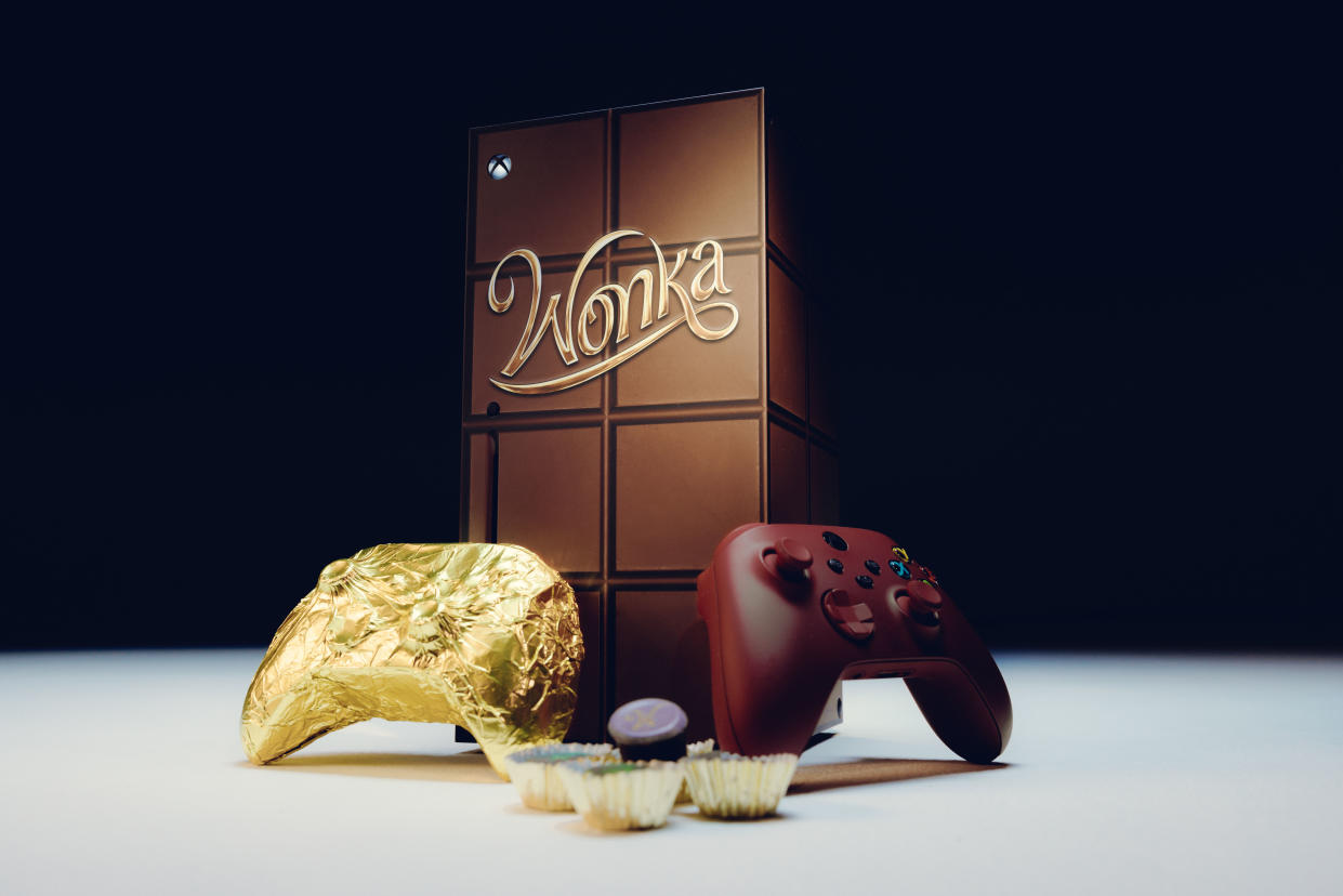 Win a Wonka-inspired chocolate Xbox controller and an actual controller via sweepstakes. (Courtesy Microsoft)