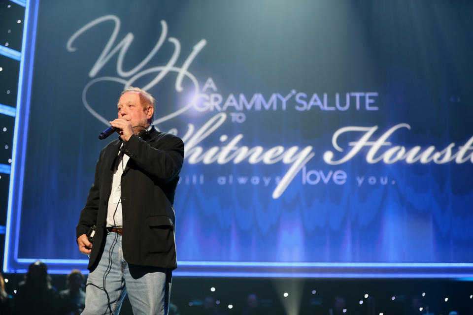 Producer/director Ken Ehrlich speaks onstage during 'We Will Always Love You: A Grammy Salute to Whitney Houston; at Nokia Theatre L.A. Live on Oct. 11, 2012 in Los Angeles. (Photo: Christopher Polk/WireImage)