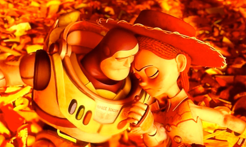 Buzz and Jessie face their destiny in Toy Story 3’s most heartbreaking scene. (Disney)