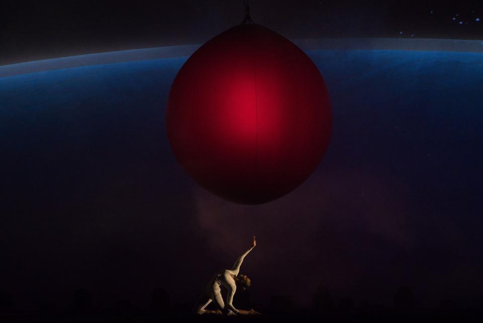 A dancer performs at the World Energy Congress in Abu Dhabi, United Arab Emirates, Monday, Sept. 9, 2019. Saudi Arabia's new Energy Minister Prince Abdulaziz bin Salman, as well as the CEOs of Total SA and ENI SpA, were in Abu Dhabi on Monday at the World Energy Congress. (AP Photo/Jon Gambrell)