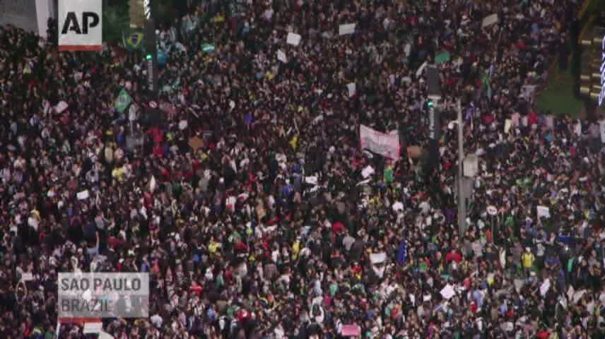 Tens of thousands filled streets throughout Brazil on Tuesday night, to protest government corruption and high taxes. (June 19)