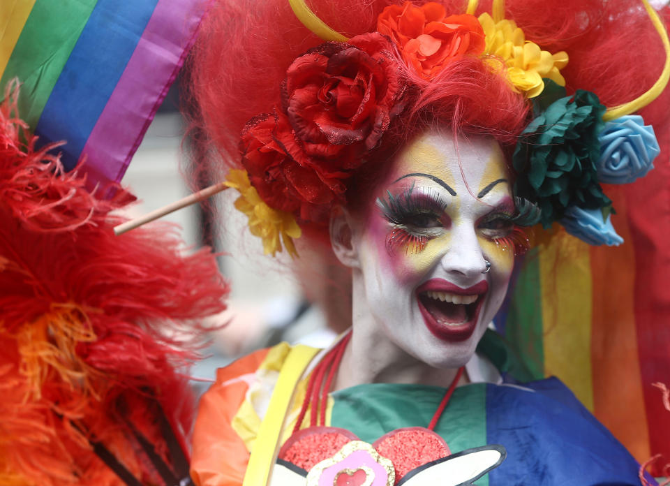 <p>Participants take part in the annual Pride in London Parade, which started in Portland Place and ends in Whitehall, in central London, Britain, July 8, 2017. (Photo: Neil Hall/Reuters) </p>