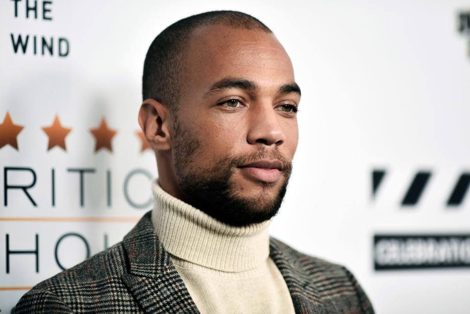 Actor Kendrick Sampson says he was hit by rubber bullets and a police officer's baton while protesting George Floyd's death.