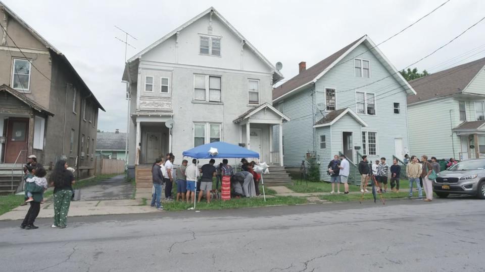 PHOTO: A vigil for 13-year-old Nyah Mway was held in Utica, N.Y. June 29, 2024. (ABC News)