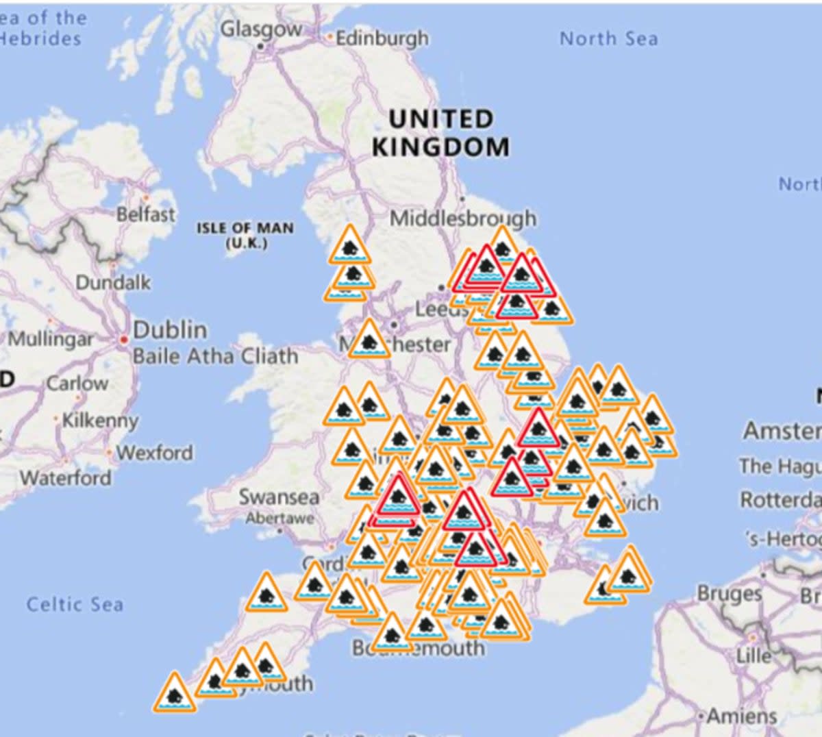 Flood alerts issued across southern and central England on Wednesday (Environment Agency)