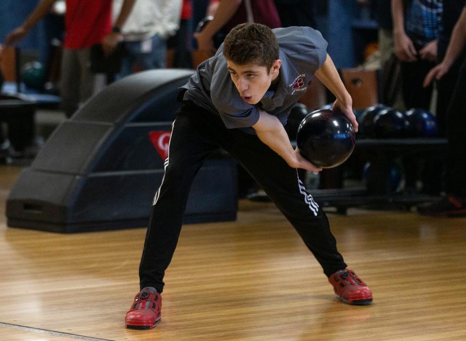 Tommy Hastry of Matawan. Shore Conference Tournament bowling at Ocean Lanes.   
Lakewood, NJ
Tuesday, February 6, 2024