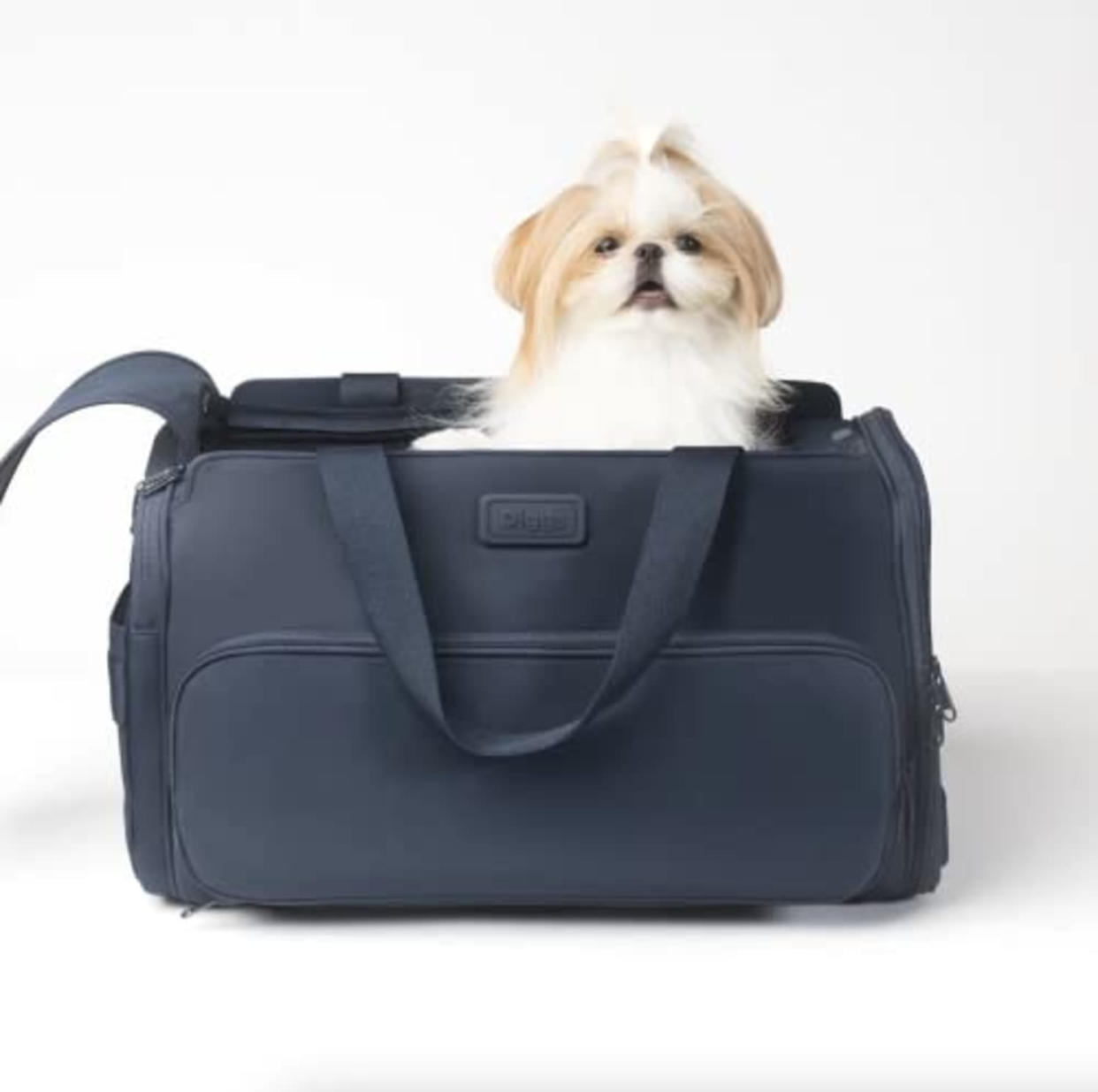 Diggs Travel Pet Carrier for Small Dogs and Cats, Plane, Train, or Car, with Shoulder Strap (Navy) (AMAZON)