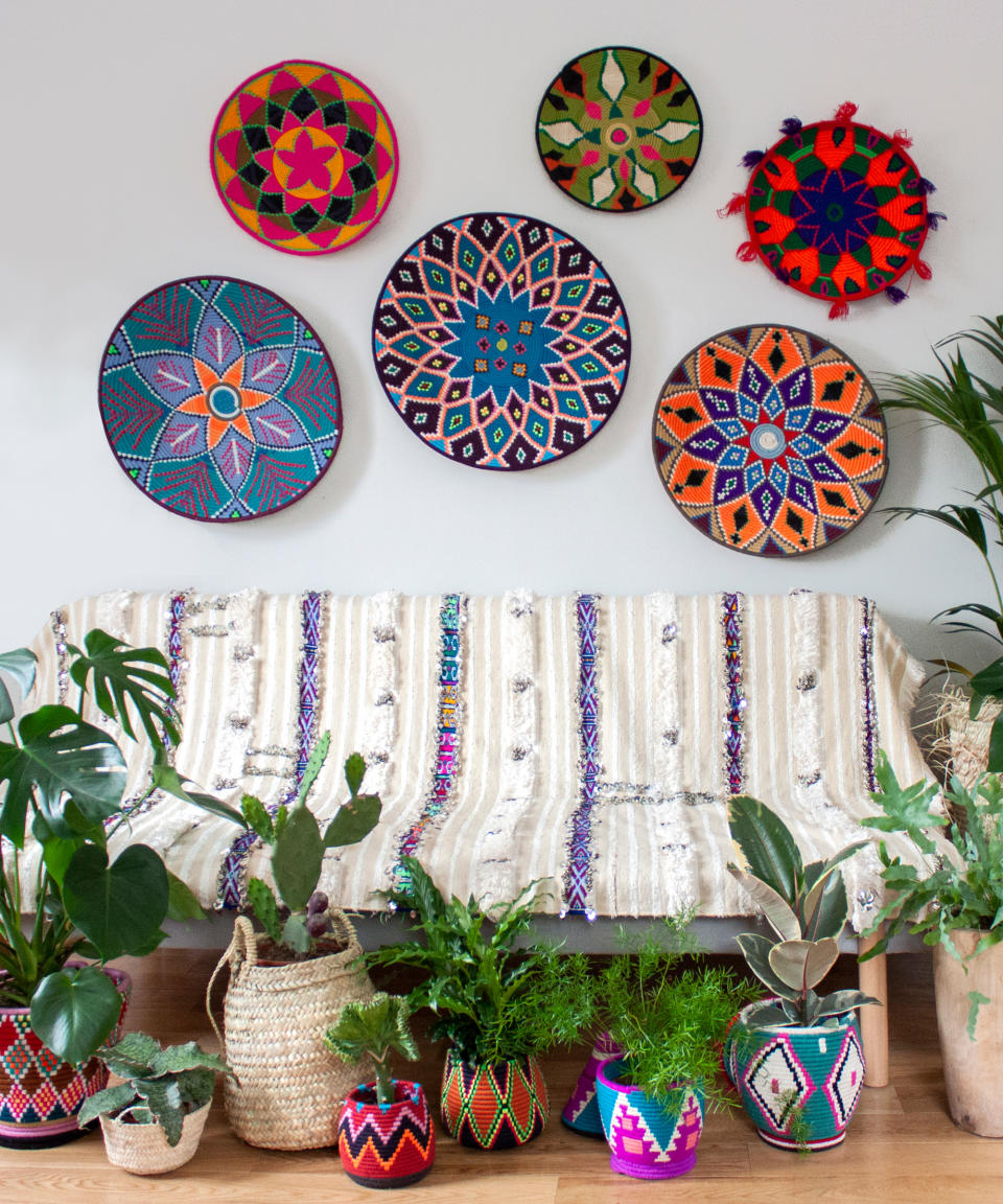 1. Dazzle walls with multicolored woven plates