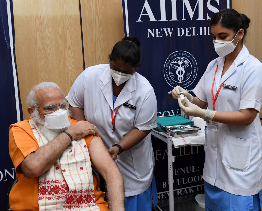 Indian PM Shri Narendra Modi receives the second dose of COVID-19 vaccine