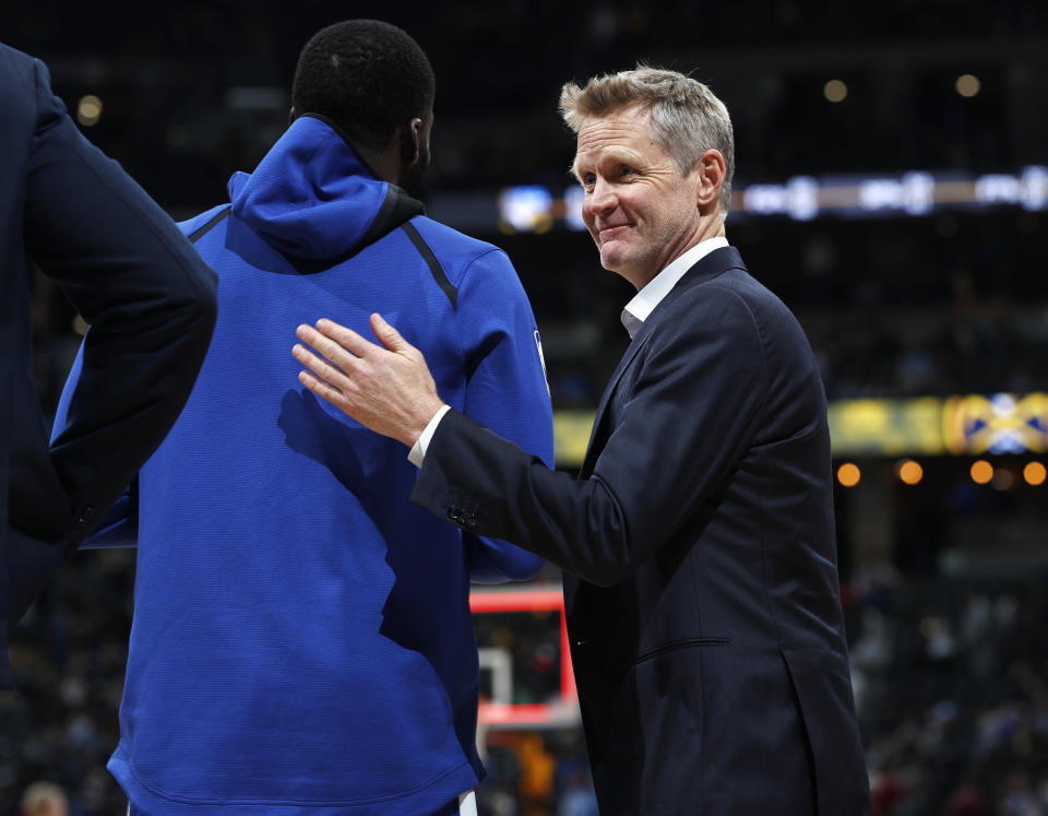 Steve Kerr didn't hold back when given an open to troll the Rockets before Game 3. (AP)